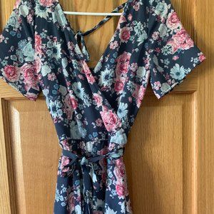 Blue Floral Romper Small